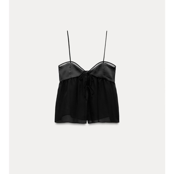 Zara New V-neck crop top with spaghetti straps. - Picture 1 of 4